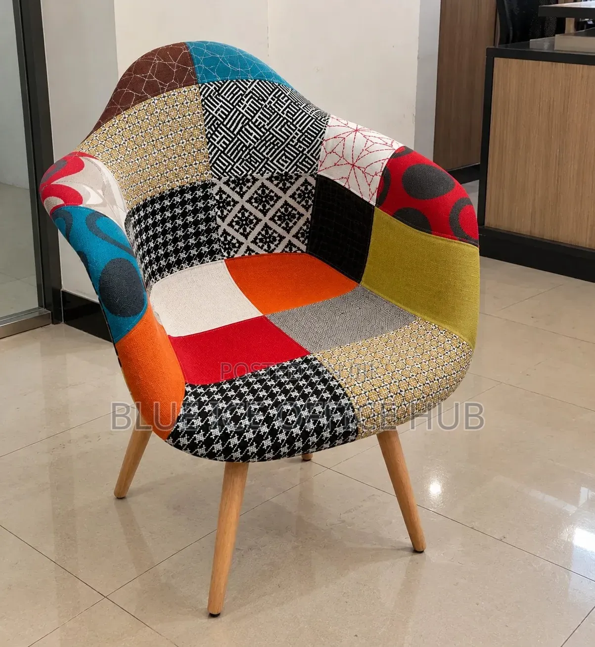 Modern Patchwork Accent Chair – Colorful Lounge Chair