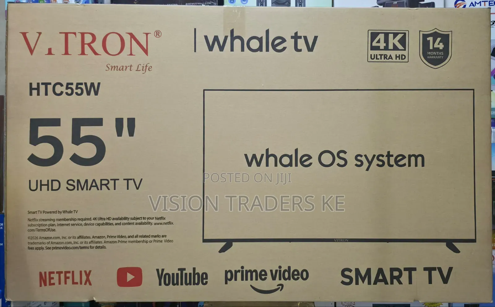 Vitron 55-Inch Smart TV 4k Uhd TV Htc55w Whale Os System Frameless TV