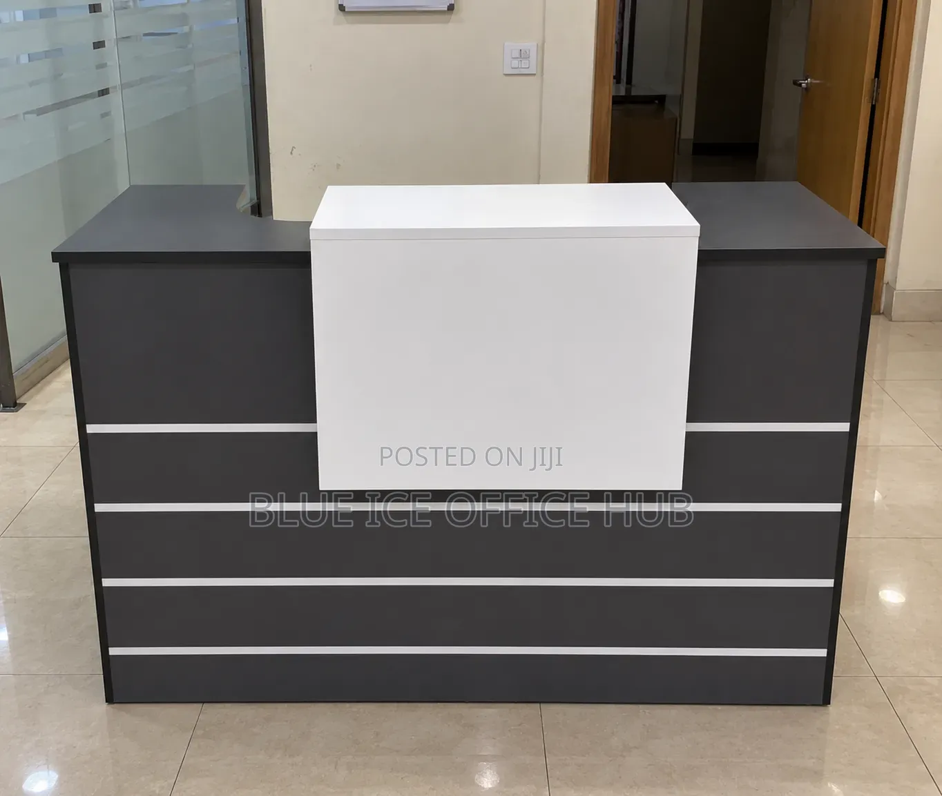 Grey Office Reception Counter – Modern Front Desk