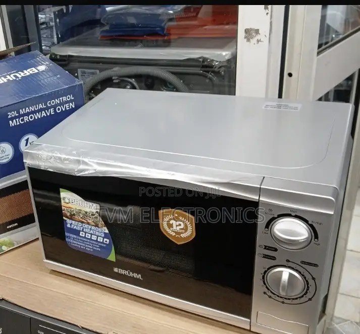 Bruhm 20L Manual Microwave Oven - Silver, 700W, 5 Power Levels