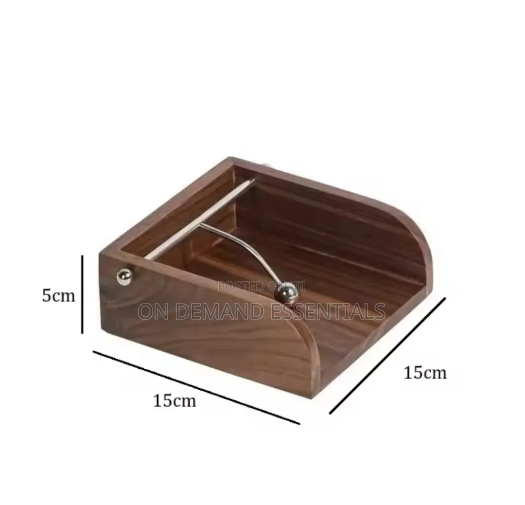 Walnut Wood Serviette Holder With Metal Weighted Bar