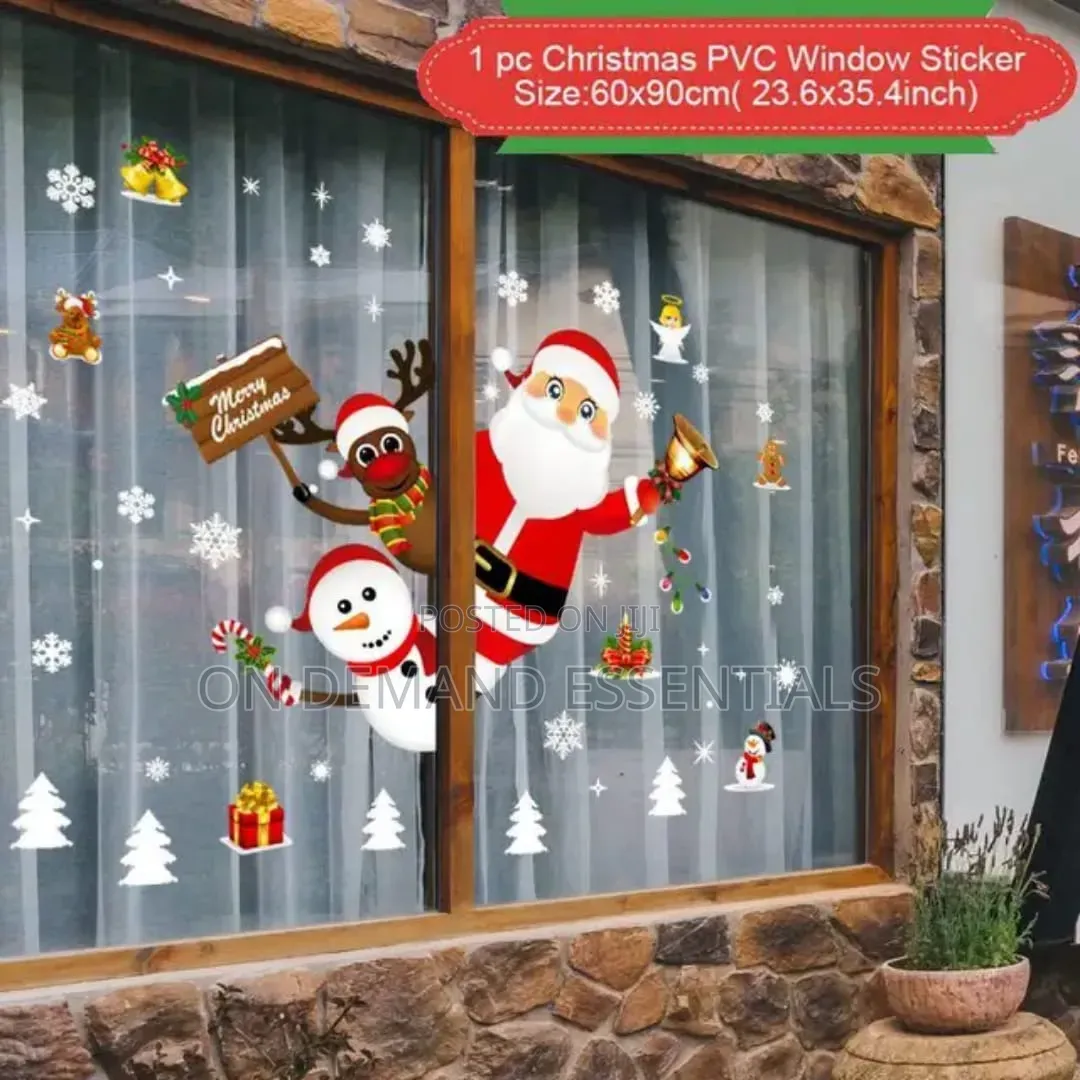 *Christmas Window Stickers Santa Claus Snowflake DIY Wall Decor