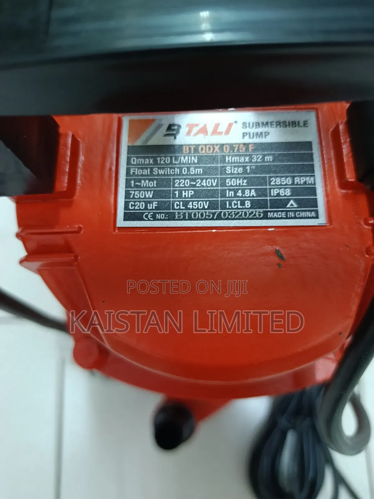 BTALI 1HP Submersible Water Pump 750W – 32m Head,