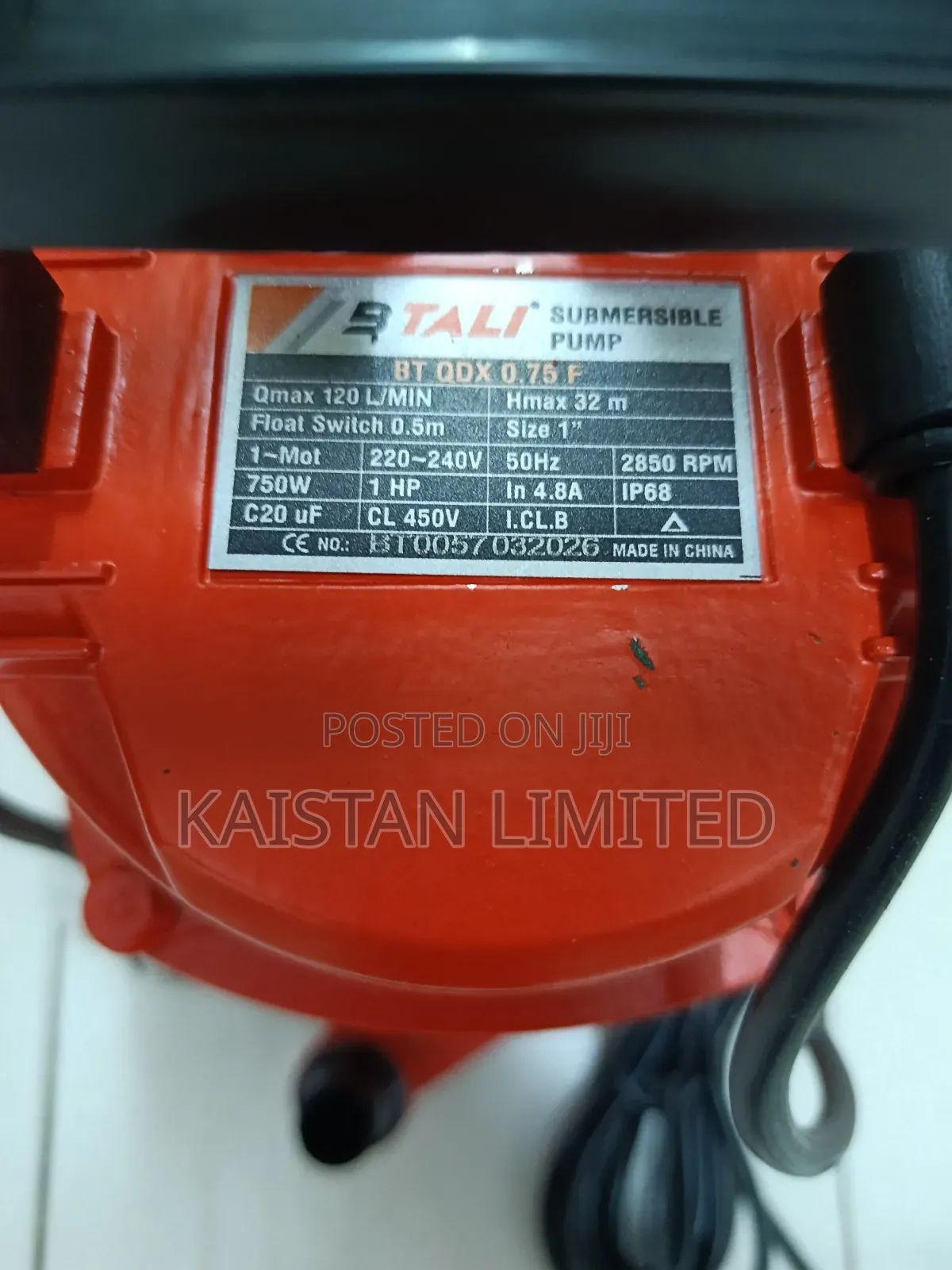 BTALI 1HP Submersible Water Pump 750W – 120l/Min, 32m Head