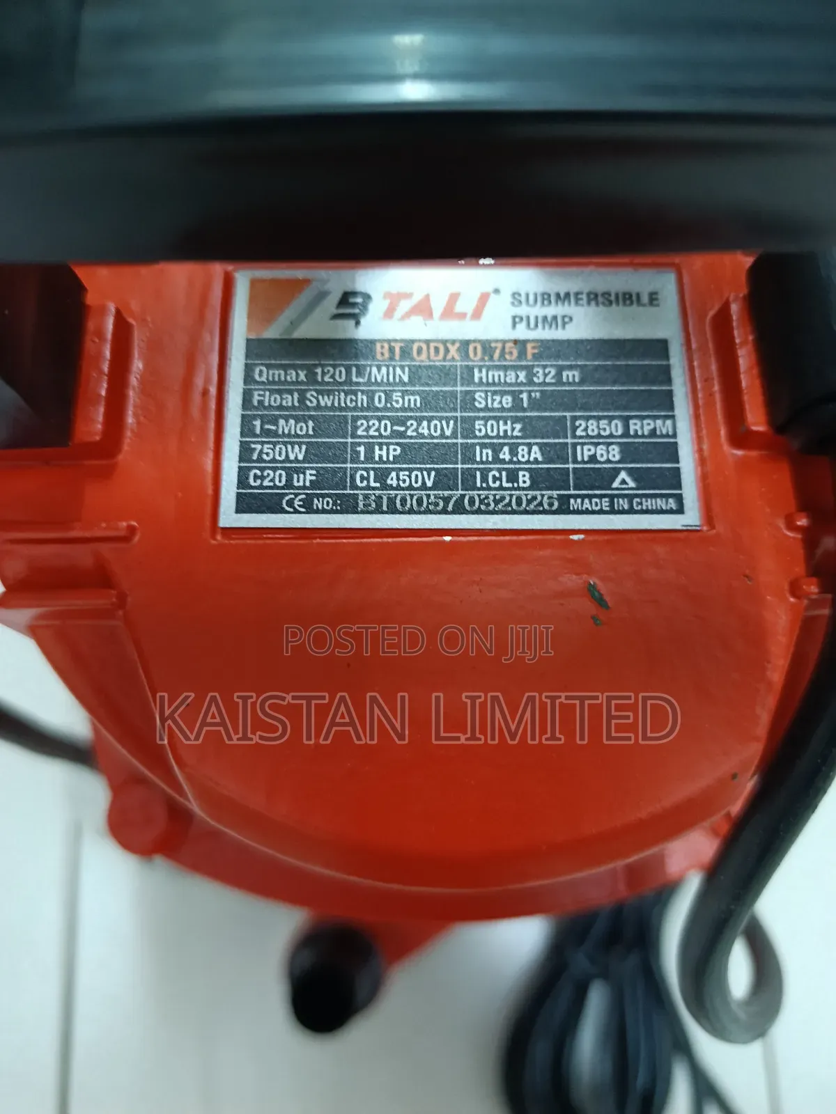 BTALI 1HP Submersible Pump 750W With Float Switch – 32m Head