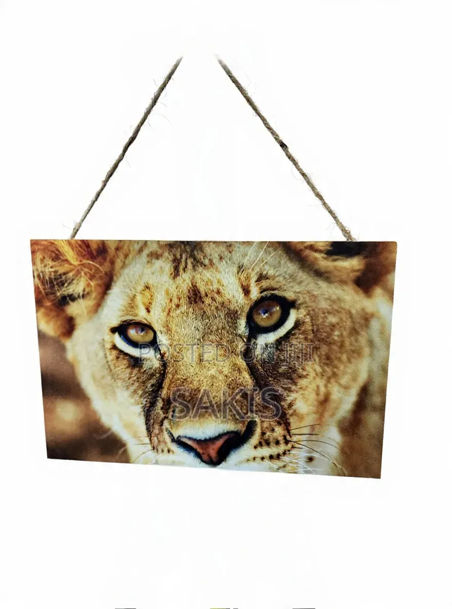 Beautiful Lion Cub Wooden Hanging Wall Art. Free Delivery