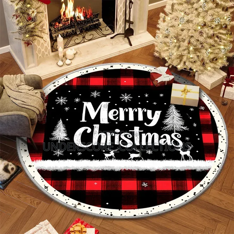 Christmas Circular Carpet Washable Anti Slip Carpet New Year