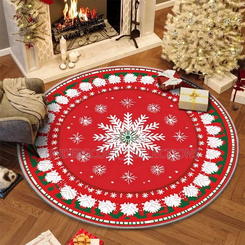 Christmas Circular Carpet Washable Anti Slip Carpet New Year