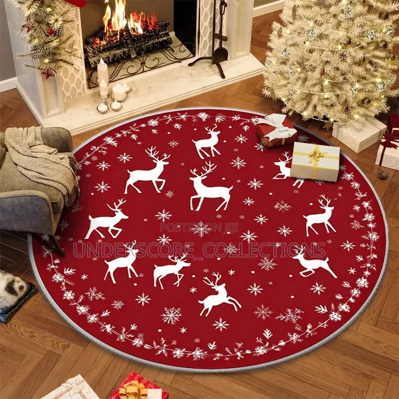 Christmas Circular Carpet Washable Anti Slip Carpet New Year