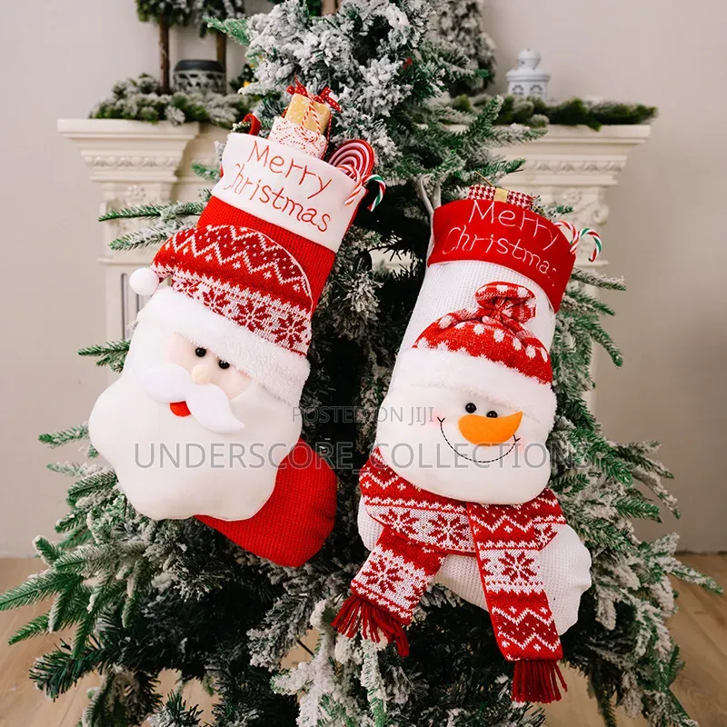 *Large Santa Snowman Elk Stockings Knitted Decorations Fireplace Xmas