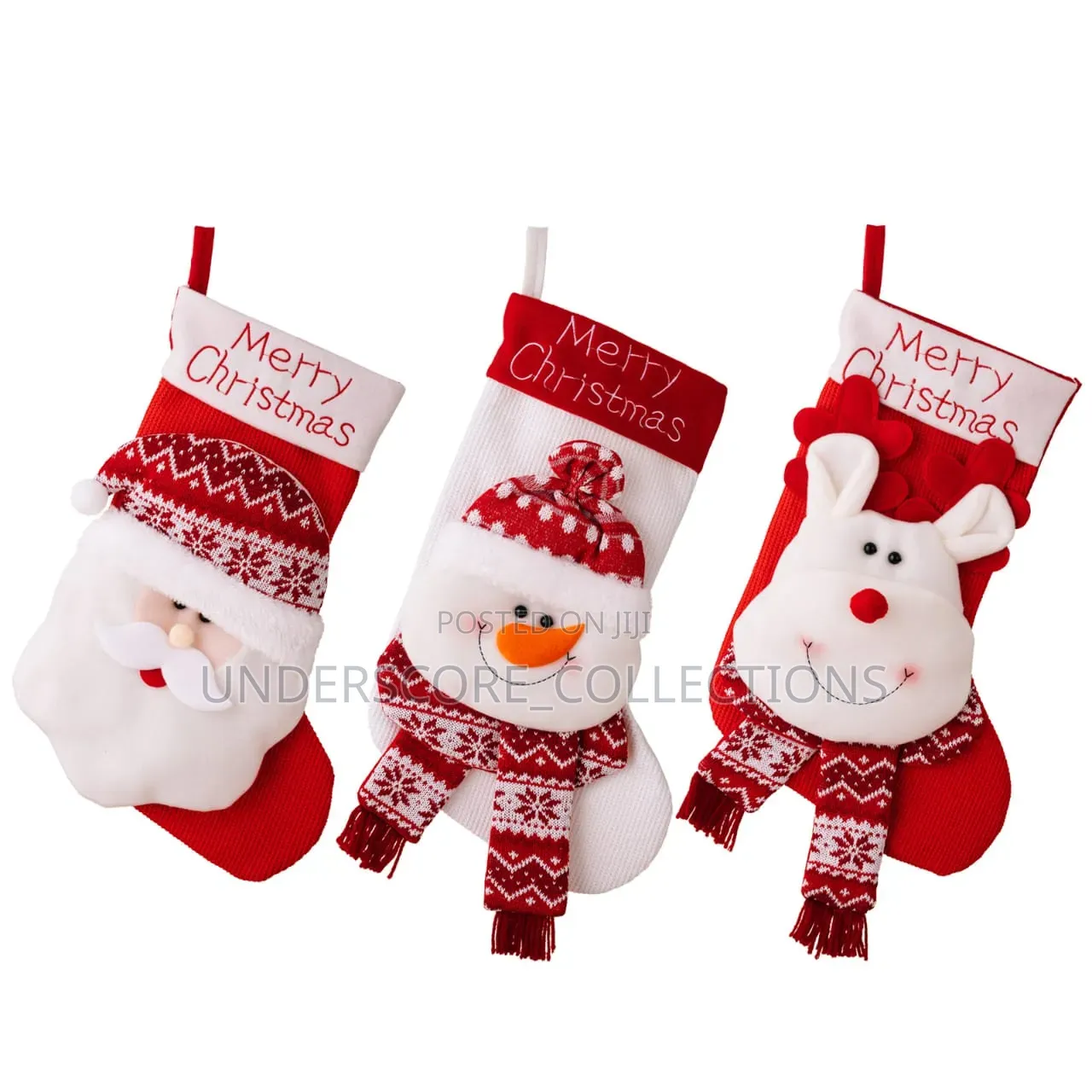 *Large Santa Snowman Elk Stockings Knitted Decorations Fireplace Xmas