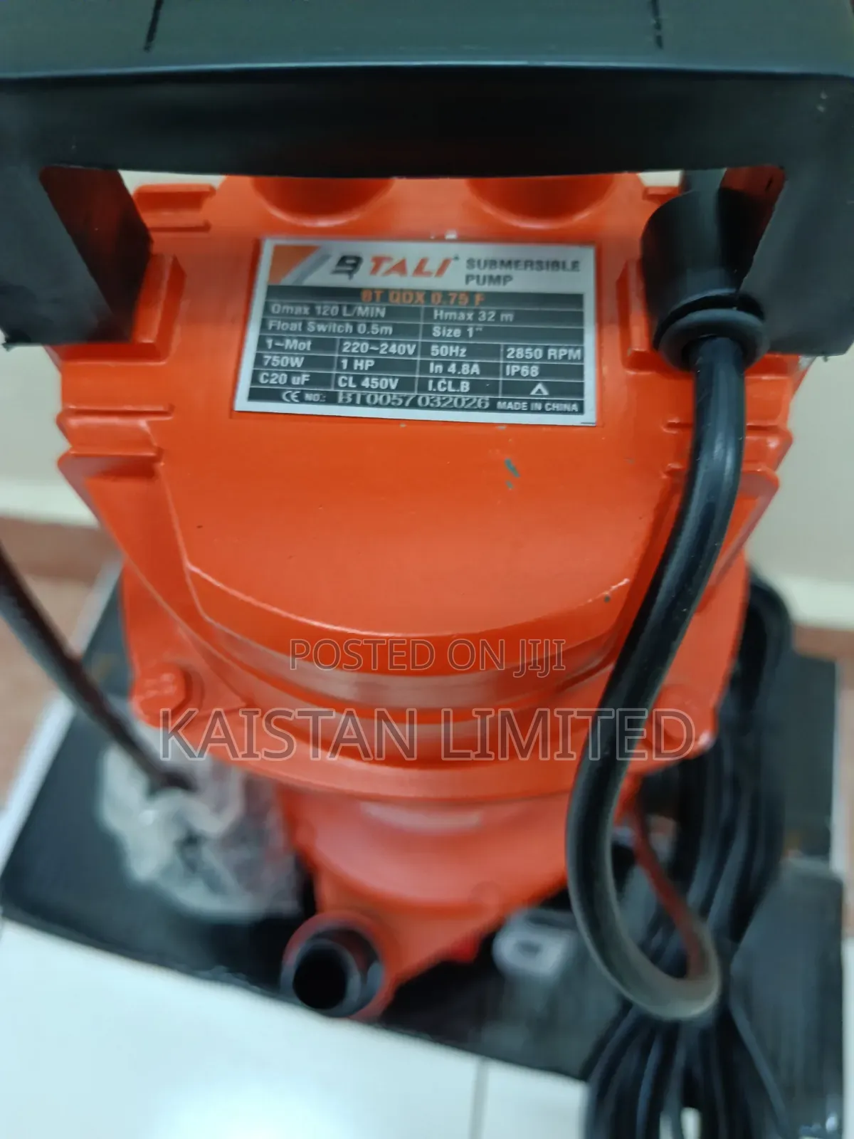 BTALI Submersible Pump 1HP – 750W, 32m Maximum Head, 120l/Min