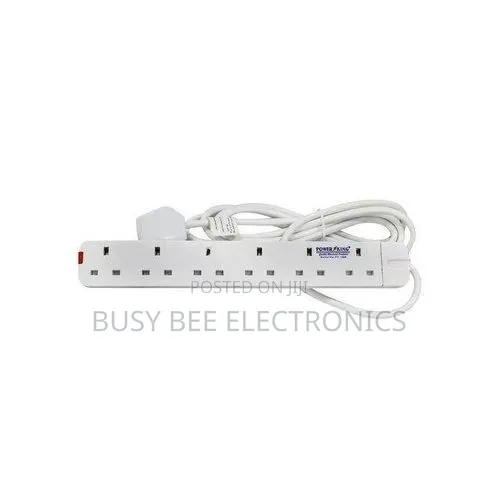 Power King 6 Way Power Extension Cable - White