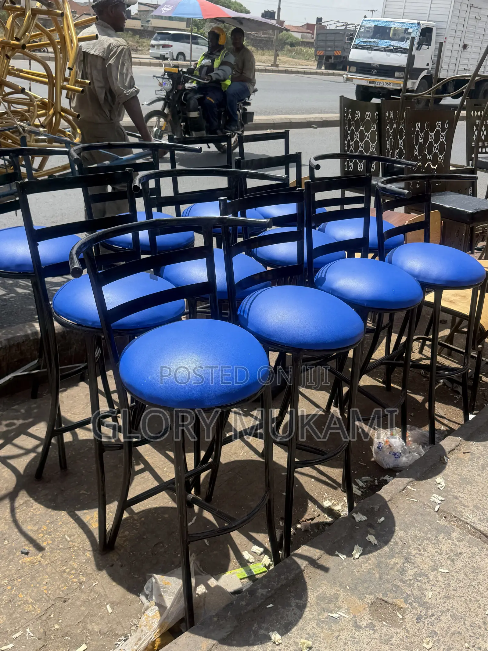 Blue Bar High Stool Chairs