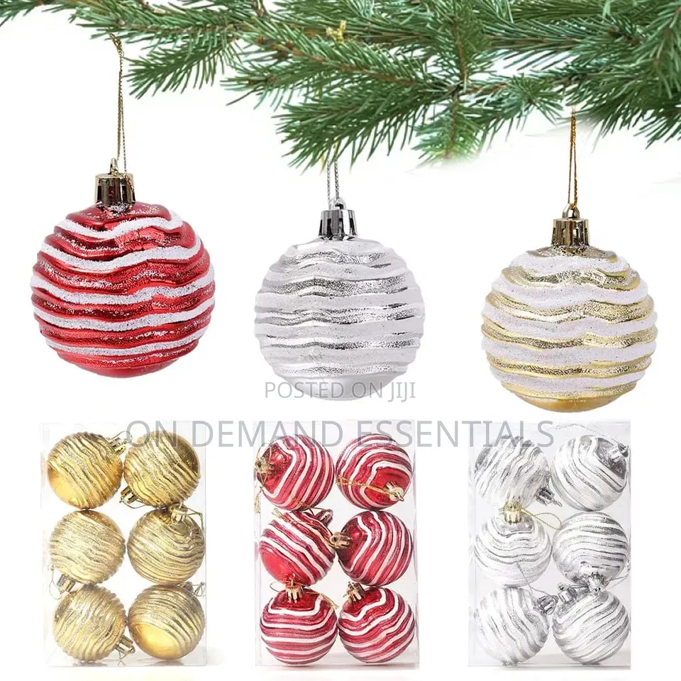 *6pcs Colorful 3D Christmas Ball for Xmas Pendant Decoration