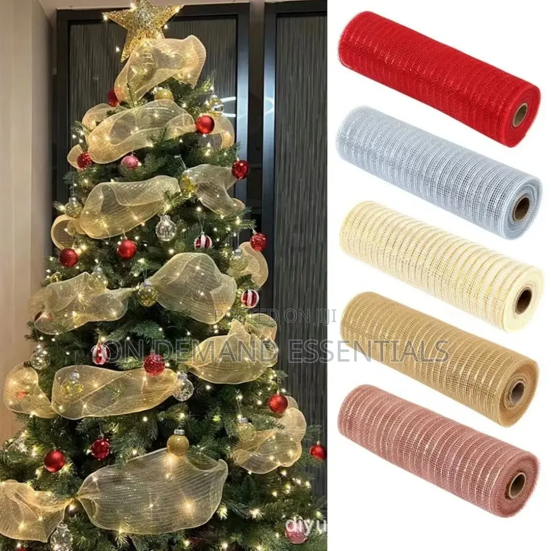 53cm 10 Yards Mesh Ribbon DIY Xmas Tree Glitter Mesh Roll