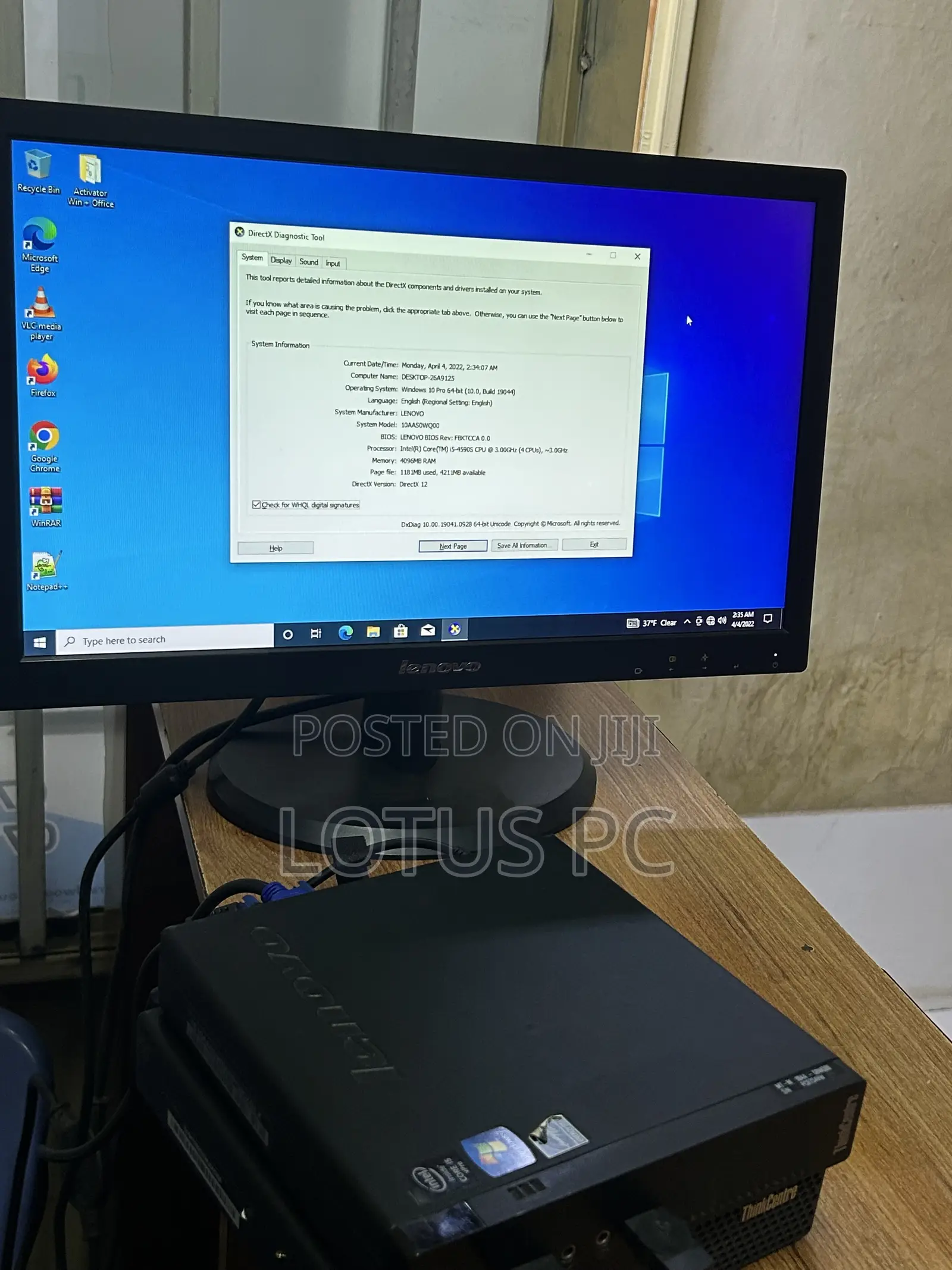 Desktop Computer Lenovo ThinkCentre M93p 8GB Intel Core i5 HDD 500GB