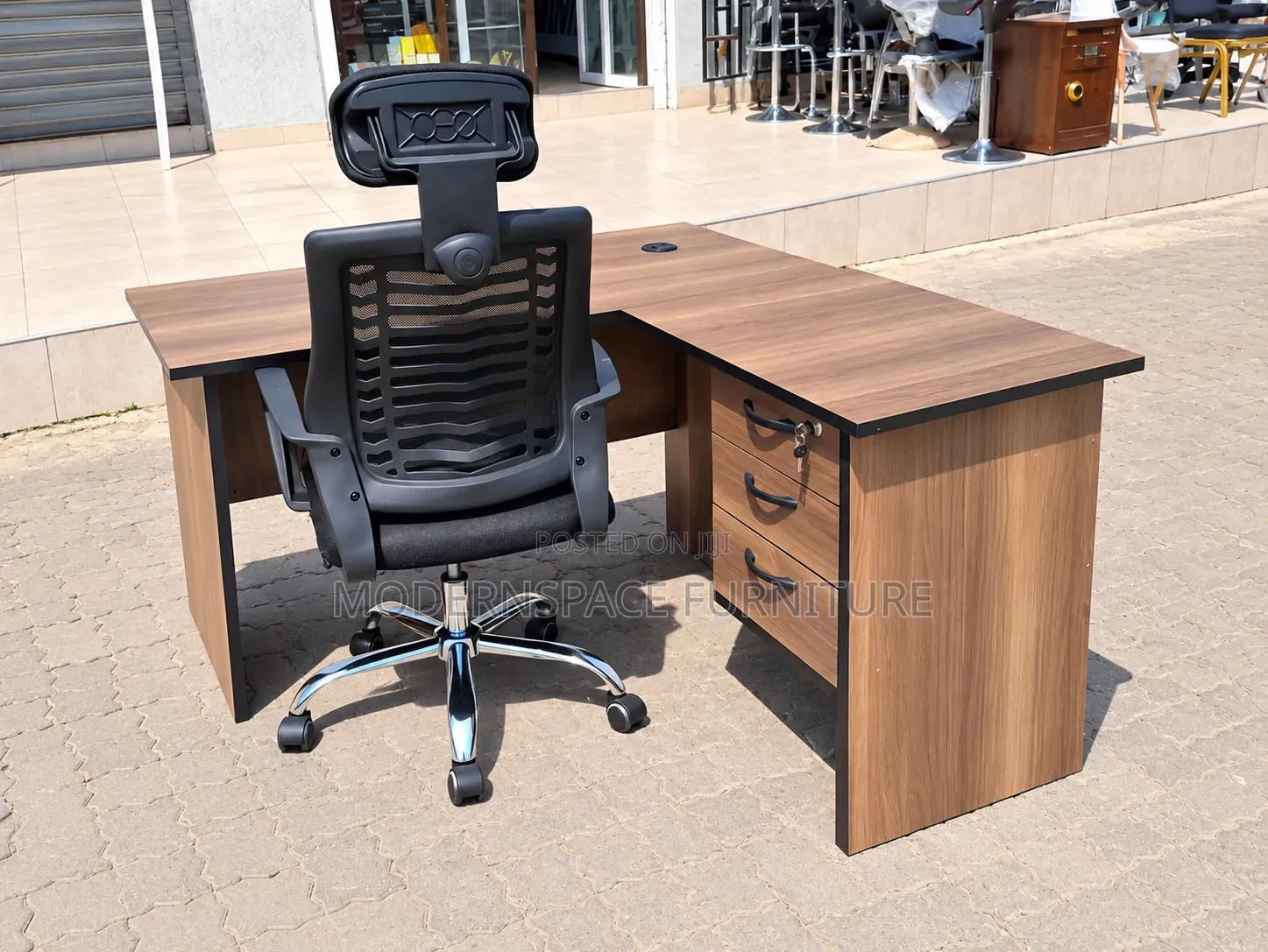 Executive L-Shaped Office Desk + Ergonomic Chair