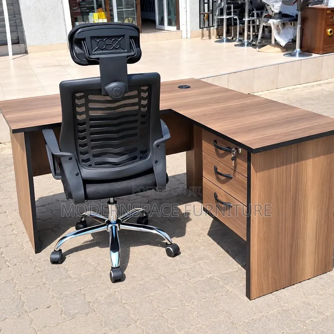 Executive L-Shaped Office Desk + Ergonomic Chair