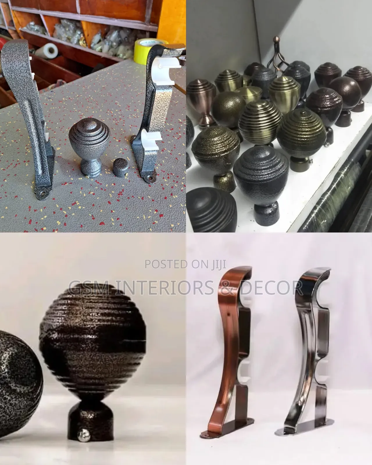 Jua Kali Curtain Rods Accessories in Brackets and Finialz