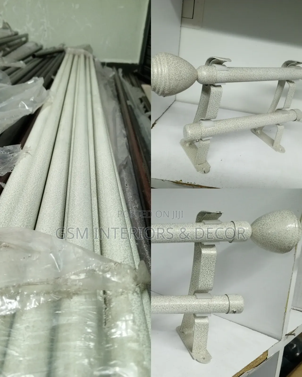 White Jua Kali Curtain Rods & Powder Coated on Order
