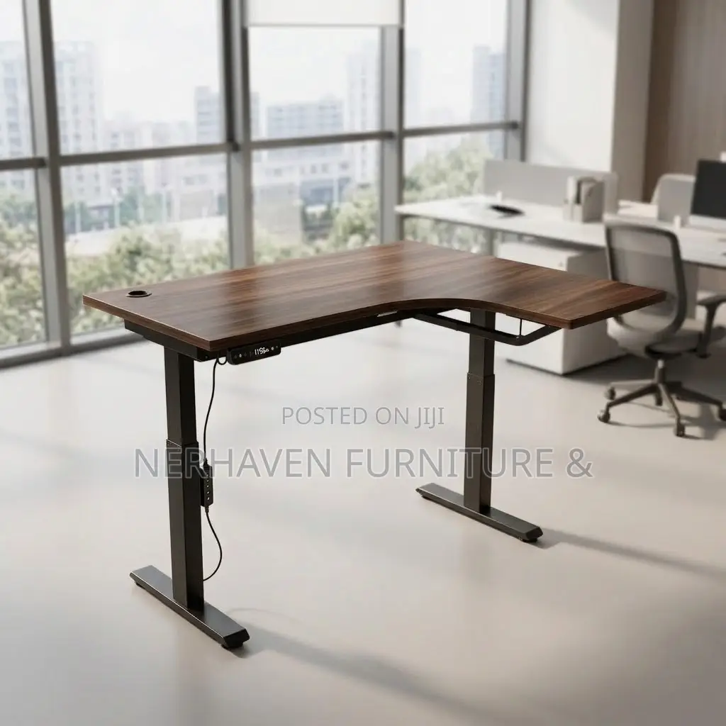L-Shaped Height Adjustable Electric Desk – Executive Workstation