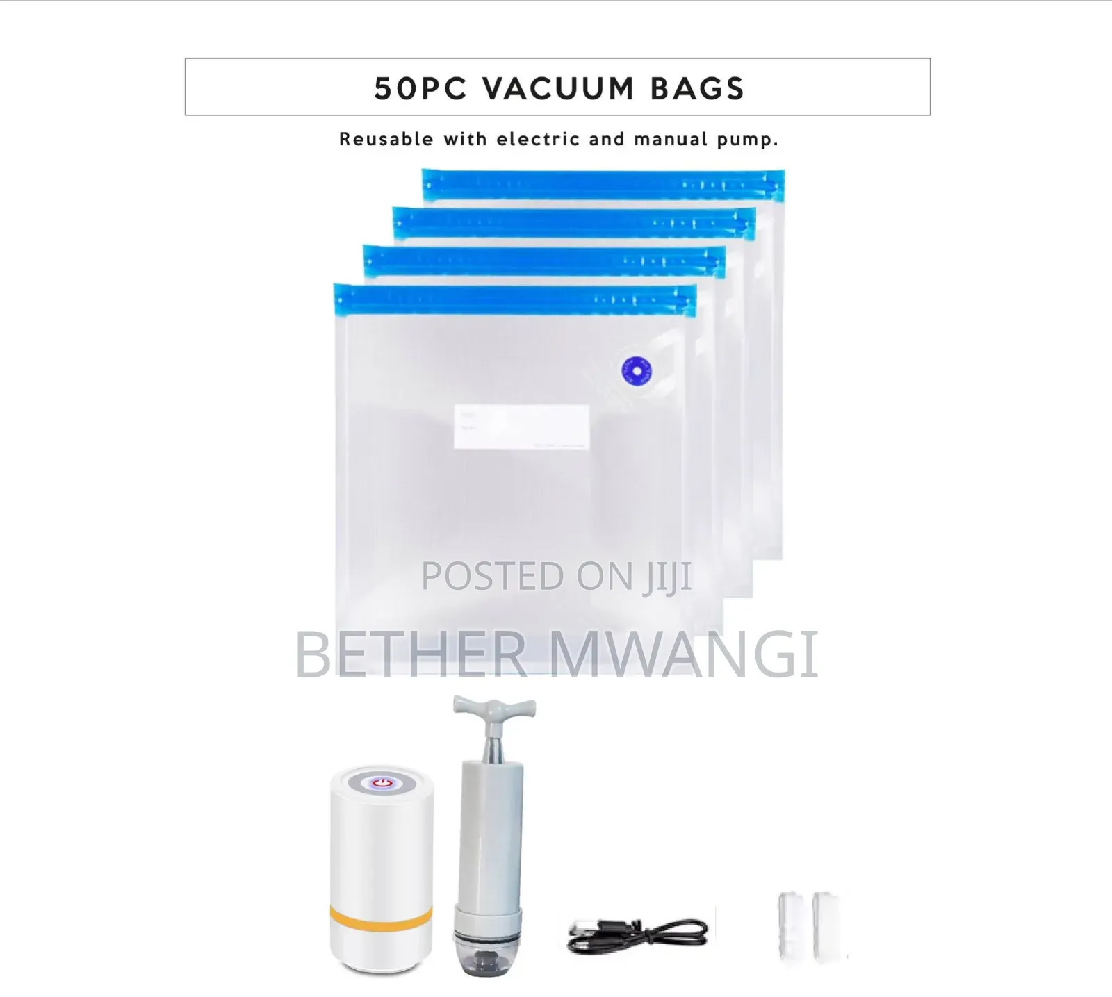 Premium 50pc Vacuum Storage Bag Kit With Electric Pump in Kenya