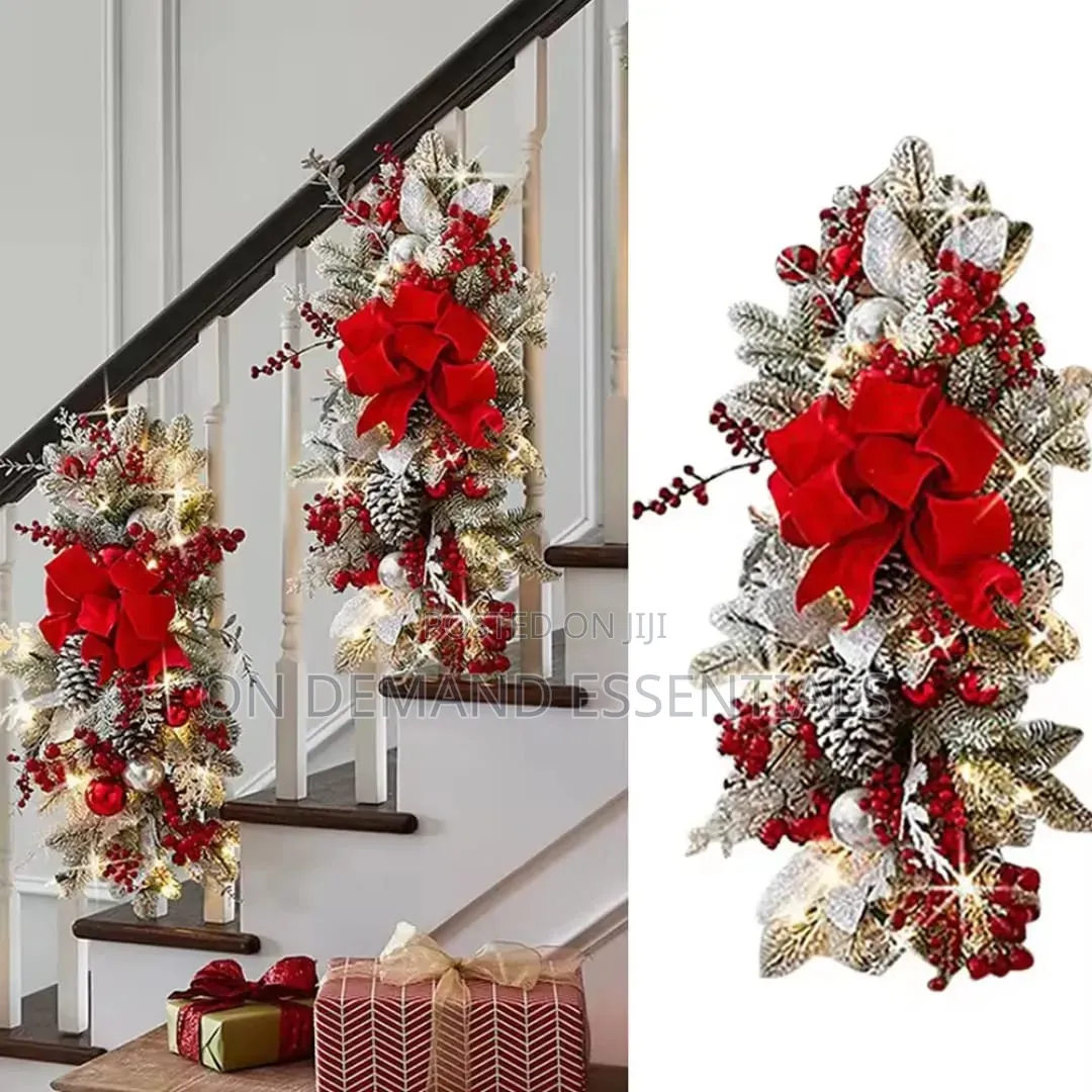 Christmas Swag Wreath Pendants LED Lights Staircase Wreath Ornament