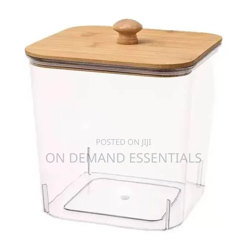 Acrylic Multipurpose Powder Tin With Bamboo Lid Airtight