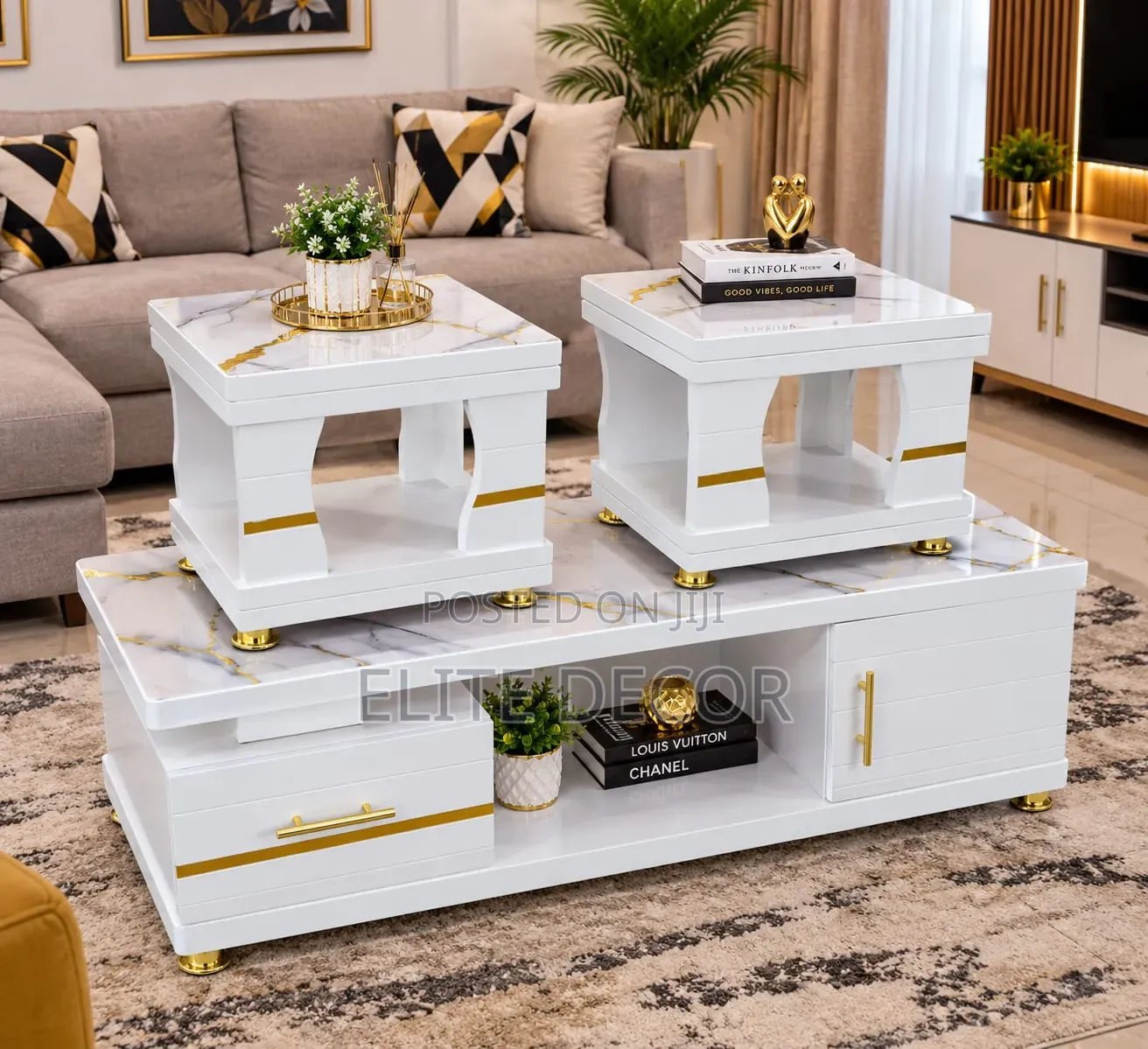 Modern Coffee Table – Glass/Marble Top