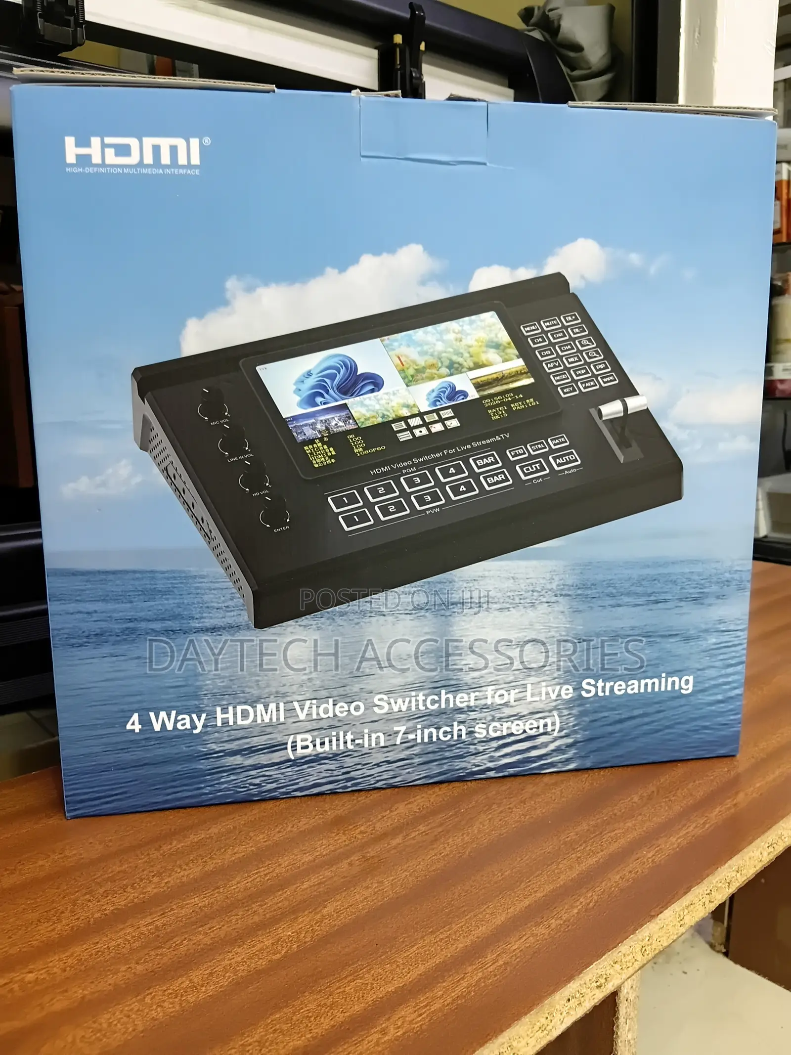 4Channel 5 Inch Screen HDMI Video Switcher - Black