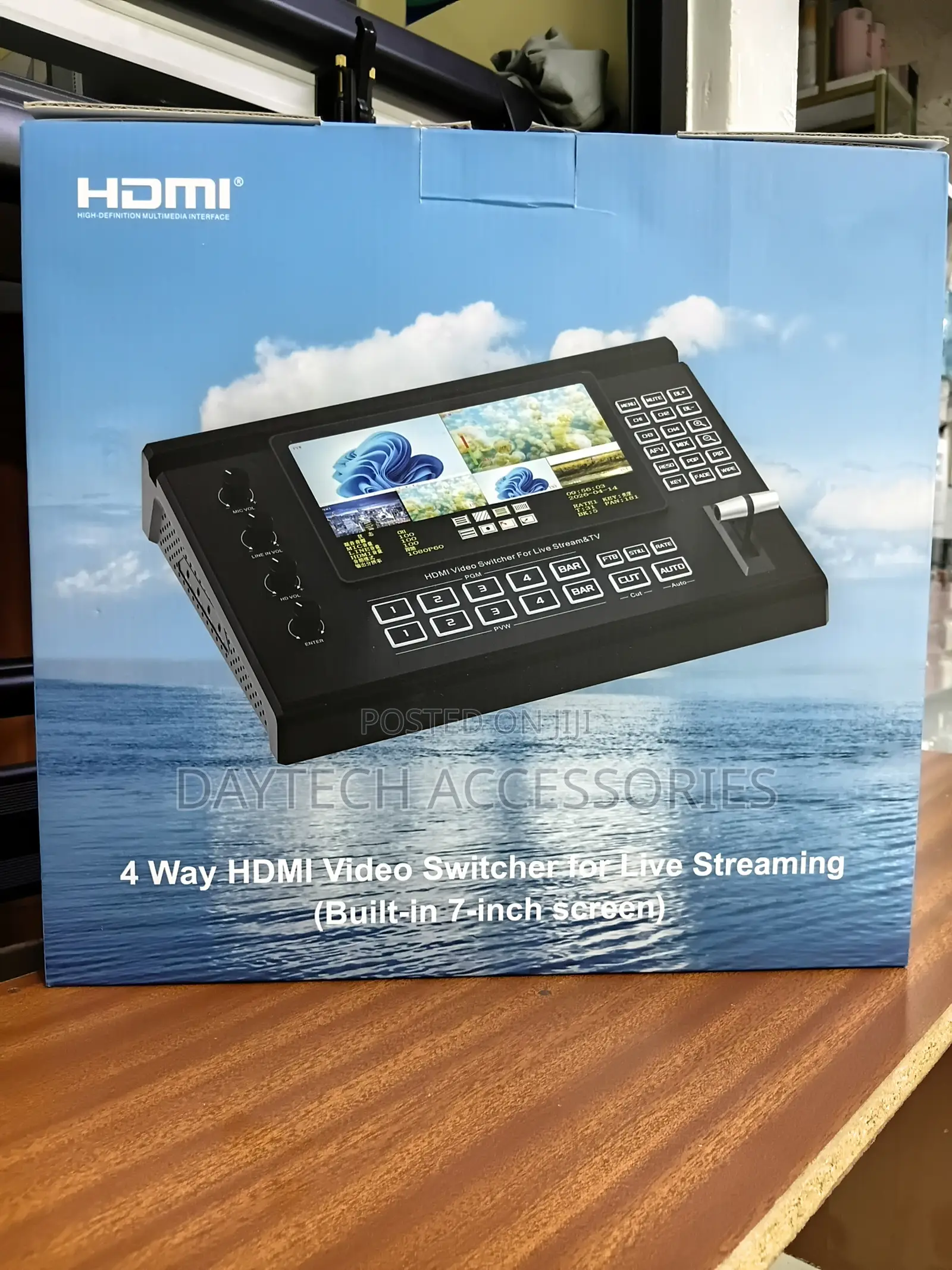 4Channel 5 Inch Screen HDMI Video Switcher - Black