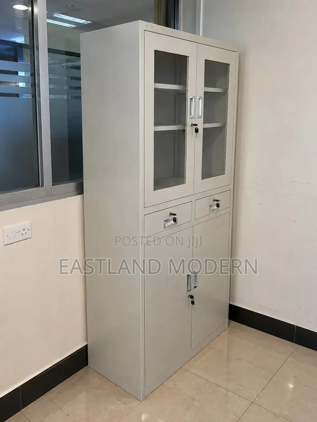 Tall Metal Office Cabinet – Lockable Storage With Drawers