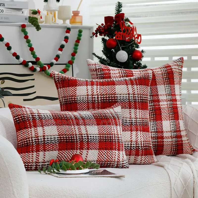 New Christmas Pillowcase Modern Simple Red Festive Cushion Cover Cross