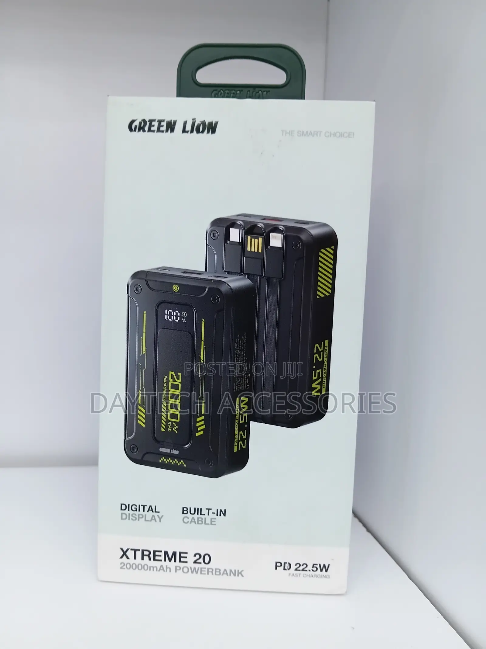 The Green Lion Xtreme 20 Power Bank (20000mAh, 22.5W PD) in Black