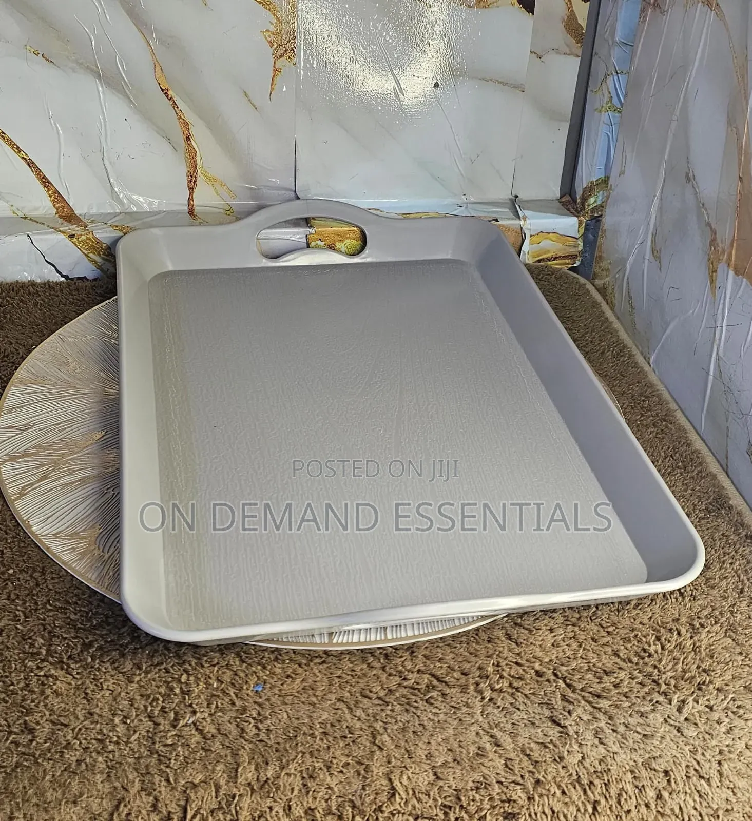 White / Grey Handle Tray 
Medium