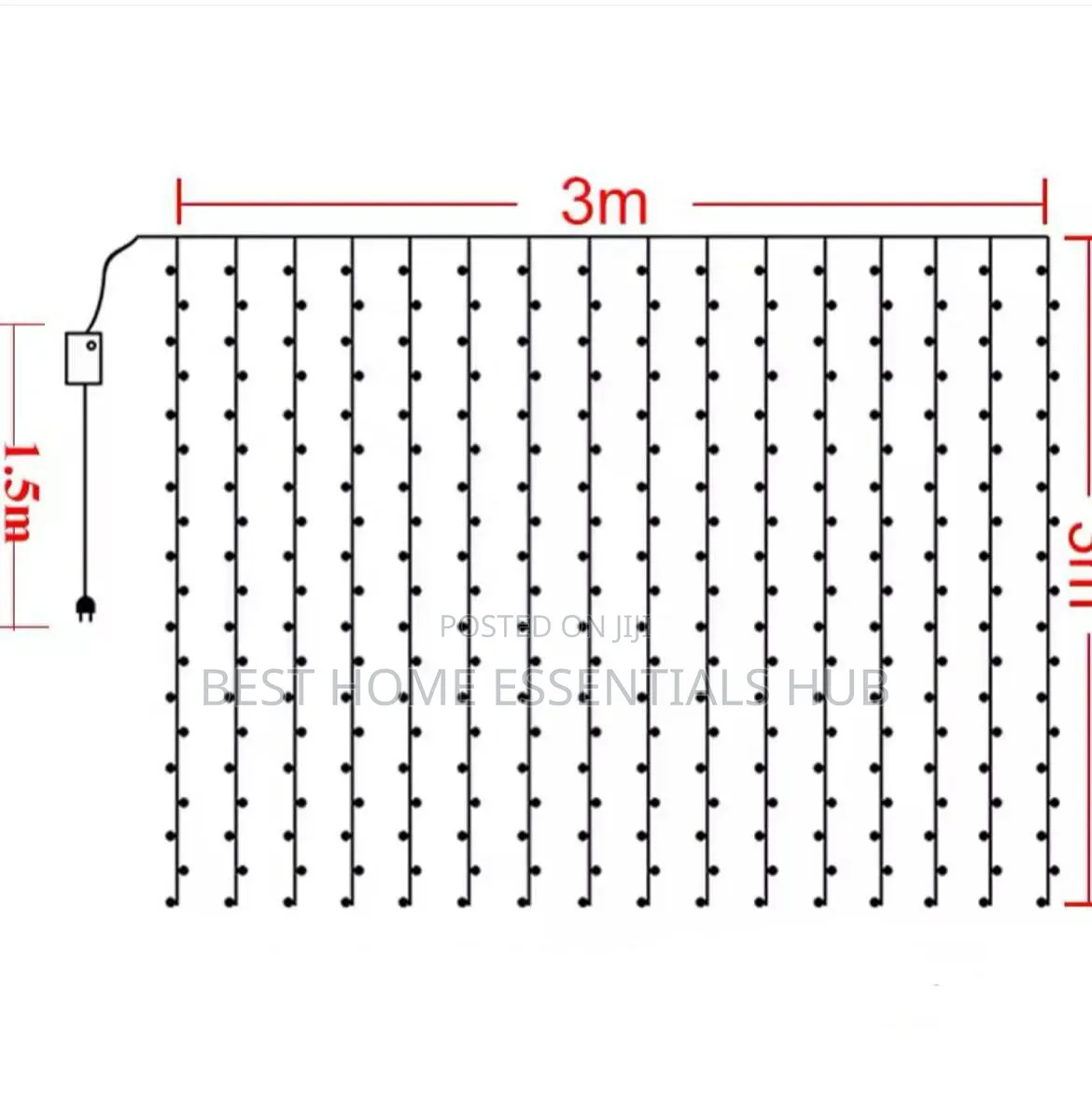 300 LED Window Curtain Lights 3x3m With Connectors