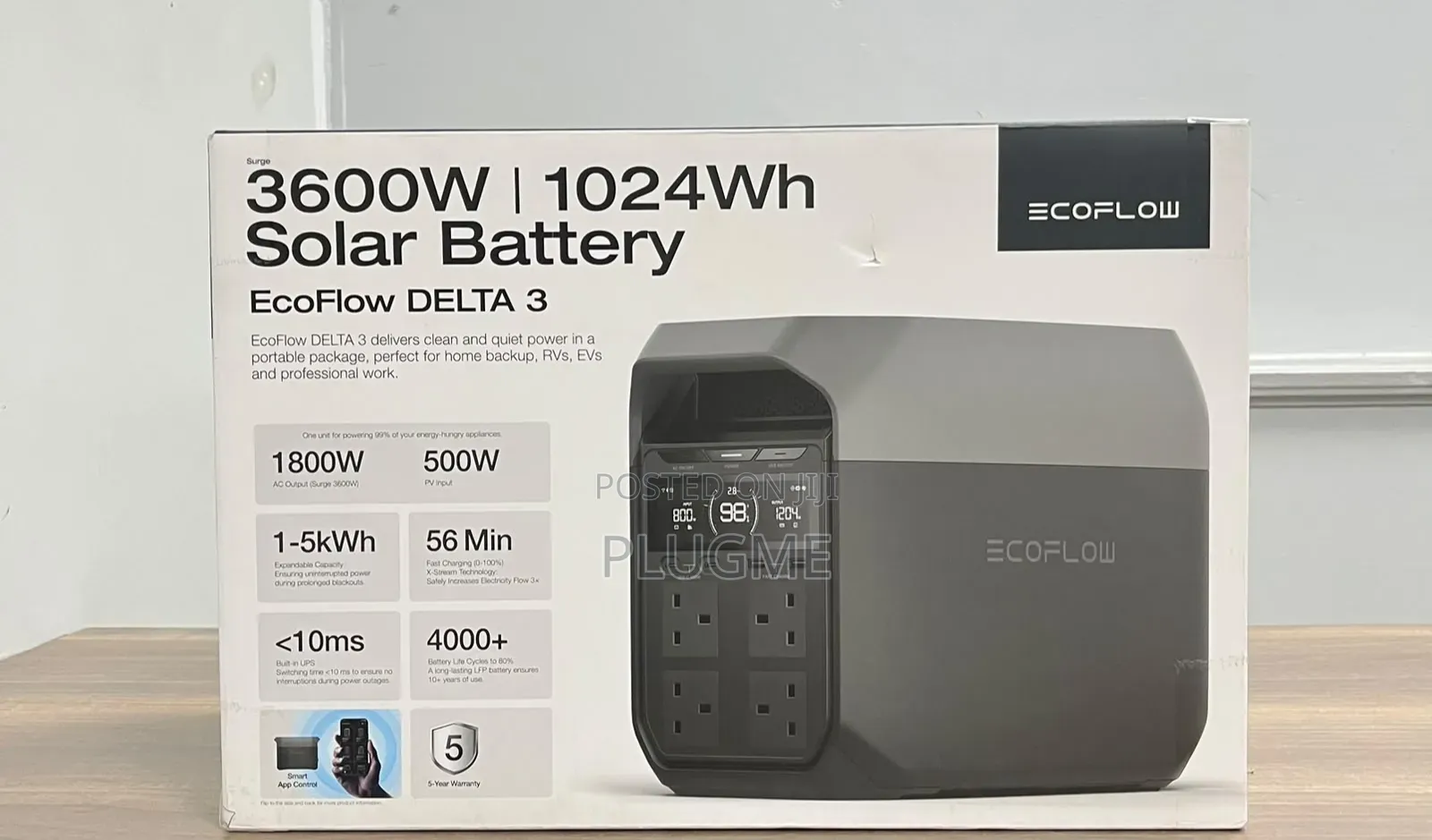 Ecoflow Delta 3 1800w/1024Wh Lithium Ion Solar Battery