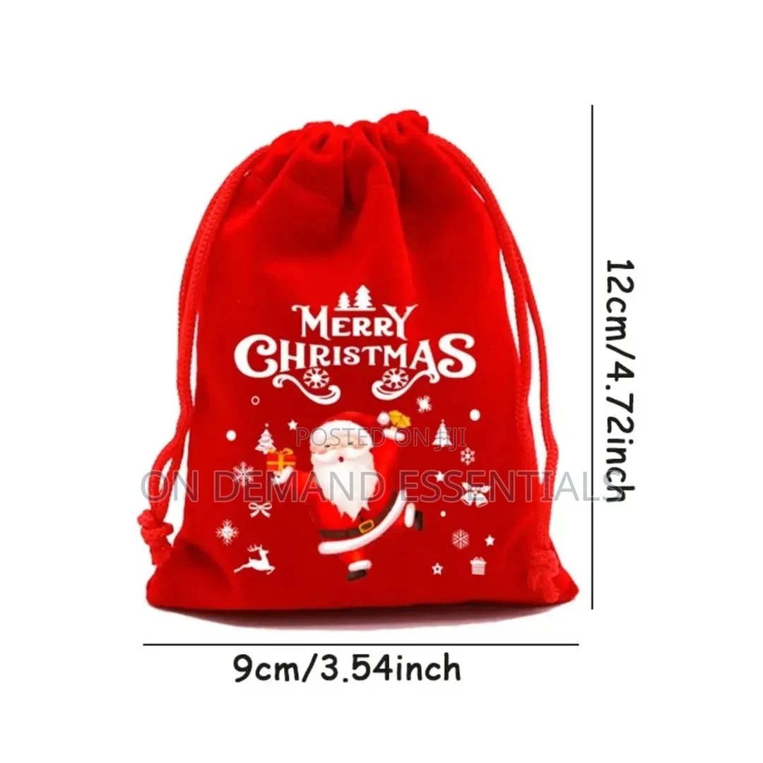Christmas Velvet Candy / Gift Drawstring Bag Size : 12x9cm