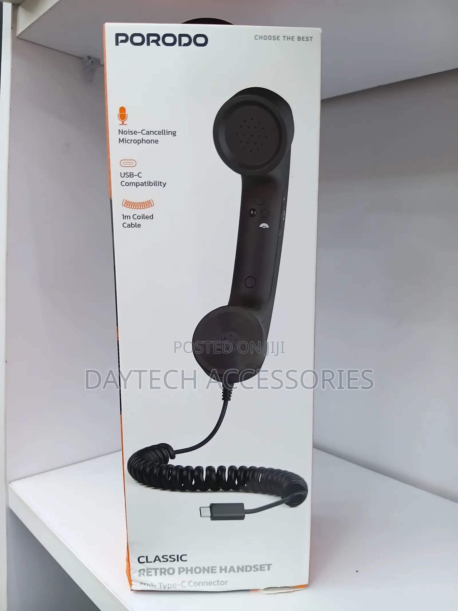 Porodo Retro Phone Handset With Type-C Connector Handheld Receiver