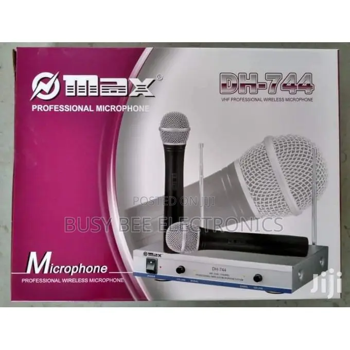Omax Max Dual Channel UHF Wireless Microphone System-Dh-744