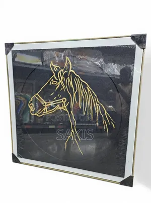 Original Hand-Painted 100x100 Horse Fine Art Canvas ~ Black & Gold!