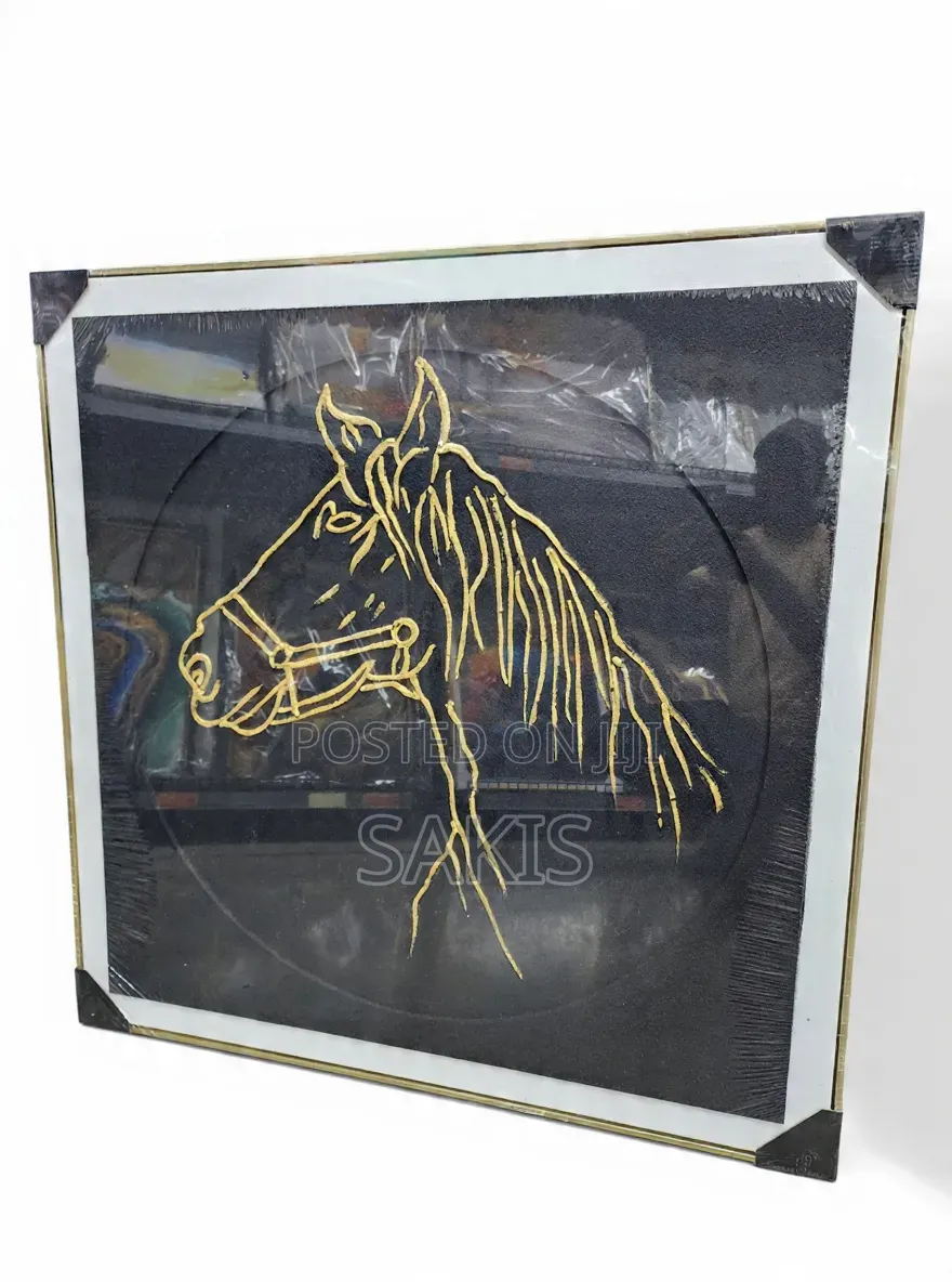 Original Hand-Painted 100x100 Horse Fine Art Canvas ~ Black & Gold!