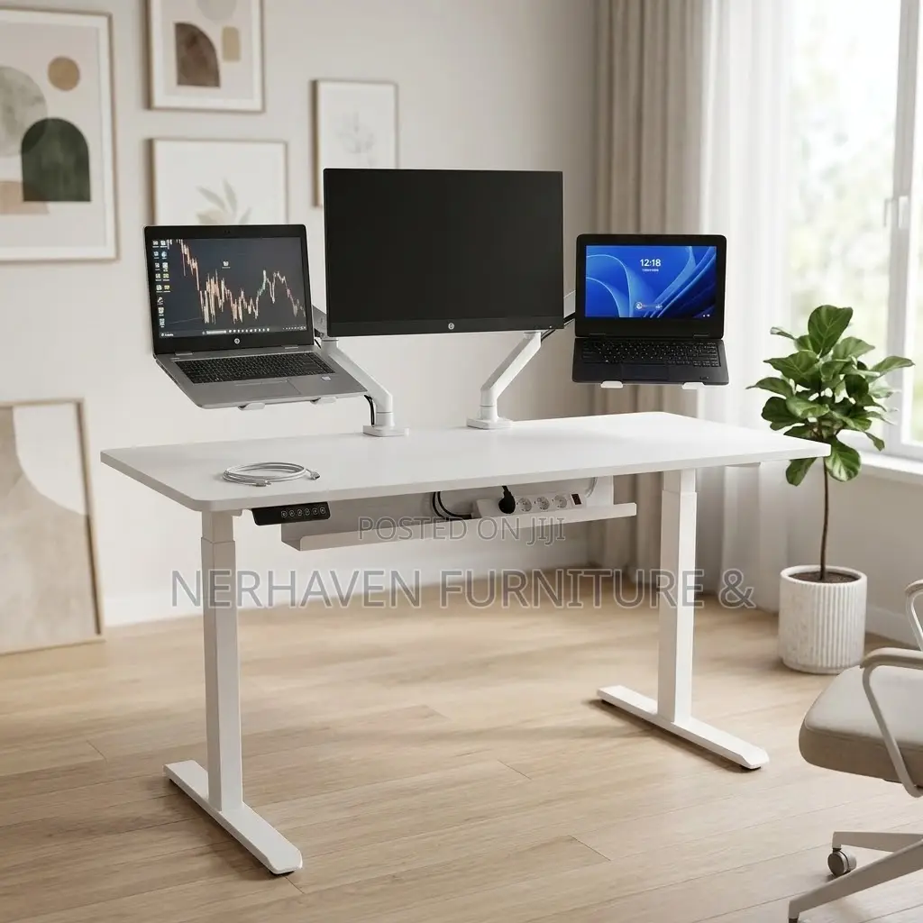 1.2m White Electric Standing Desk – Modern Height Adjustable Desk