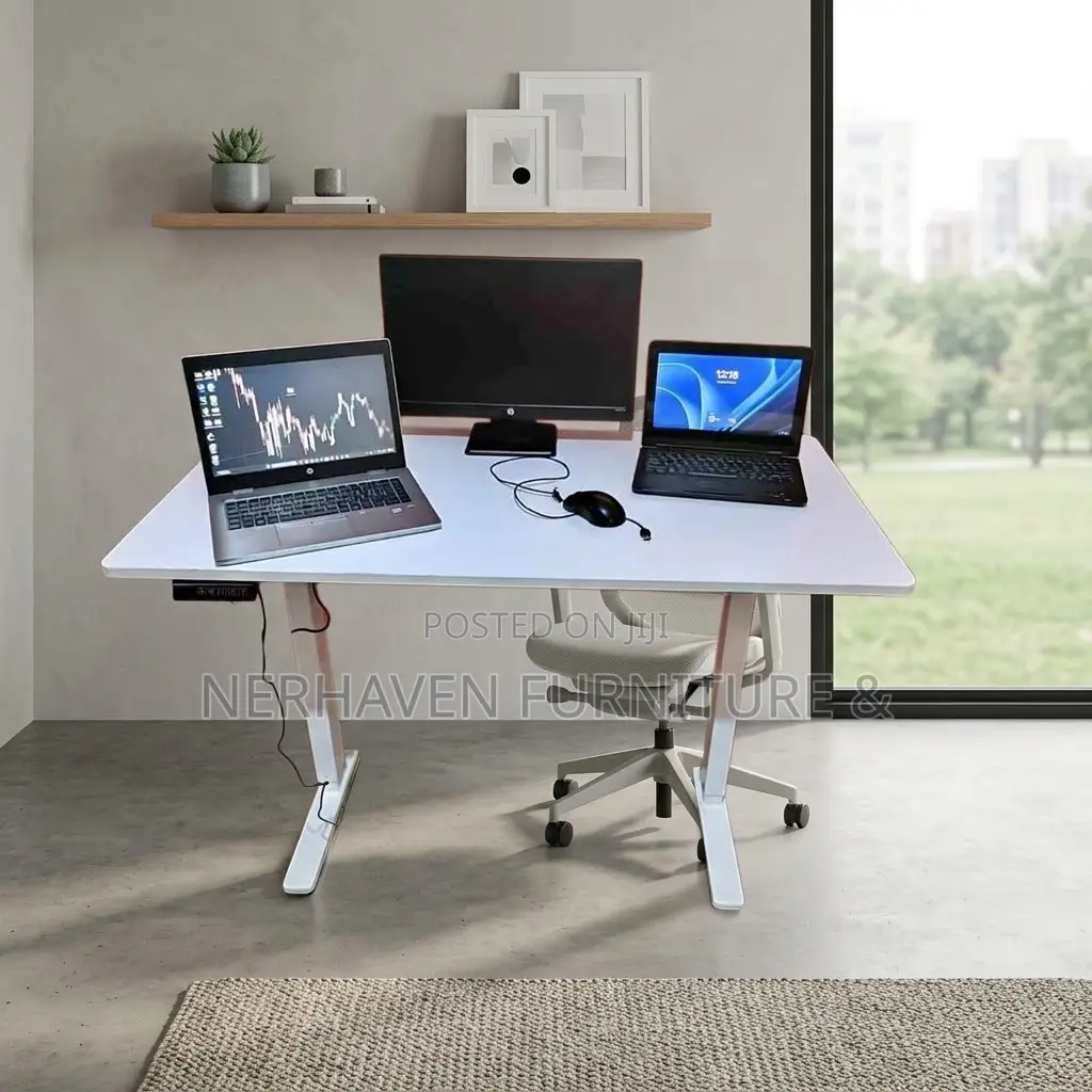 1.2m White Electric Standing Desk – Modern Height Adjustable Desk