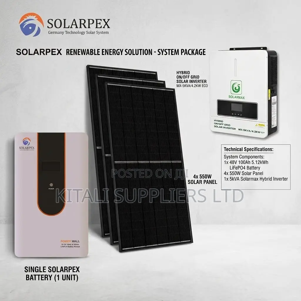 5KVA Hybrid Swith 5KWh 100Ah LiFePO4 Battery & 6×550W Solar Panels