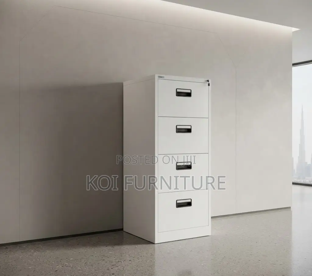 Office Cabinet; Four Lockers Gray Modern Storage Cabinet