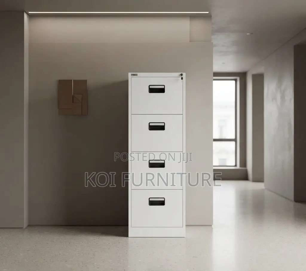 Office Cabinet; Four Lockers Gray Modern Storage Cabinet