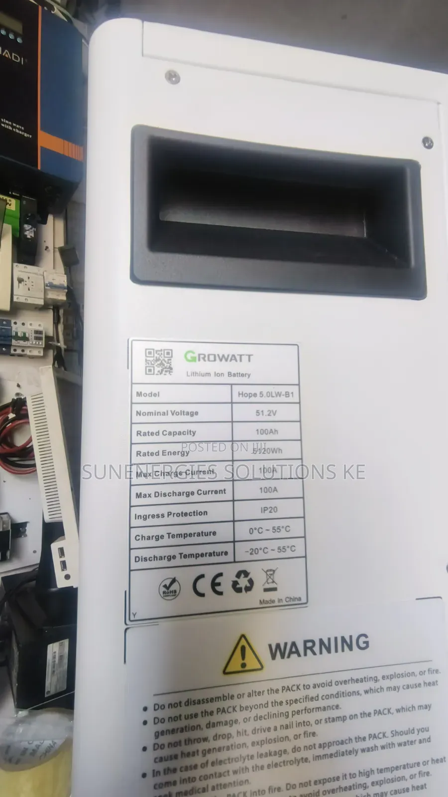 5.12kwh 51.2v 100ah Growatt Wall Mount Lithium Battery