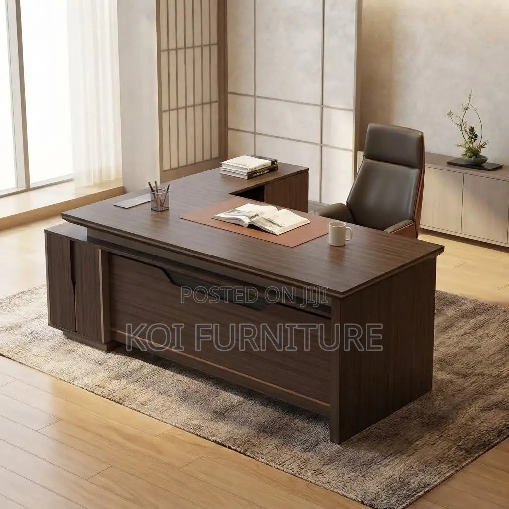 Office Desk; Executive 180CM Brown L Extended Office Desk
